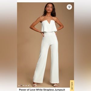 NWT Lulus Strapless white jumpsuit - size M